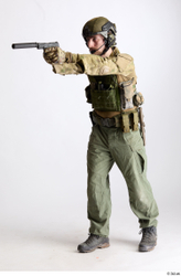 Whole Body Weapons-Pistol Man Pose with pistol White Army Athletic Bearded Studio photo references